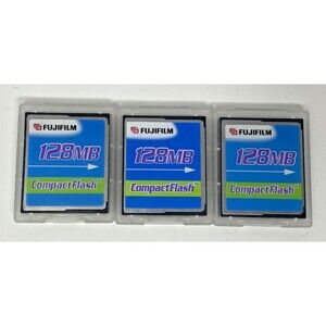 Lot of (3) Fujifilm 128MB Compact Flash Memory Card for Digital Cameras etc. NEW